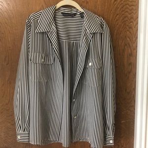 Preston & York blouse. Black & white vertical stripes. Size 16